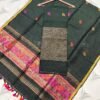 Premium Linen Unstitched Suite with Floral Jamdani Border & Zari Accents