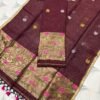 Premium Linen Unstitched Suite with Floral Jamdani Border & Zari Accents