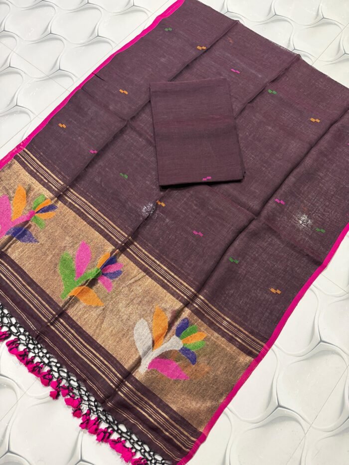 Premium Linen Unstitched Suite with Traditional Paithani-Style