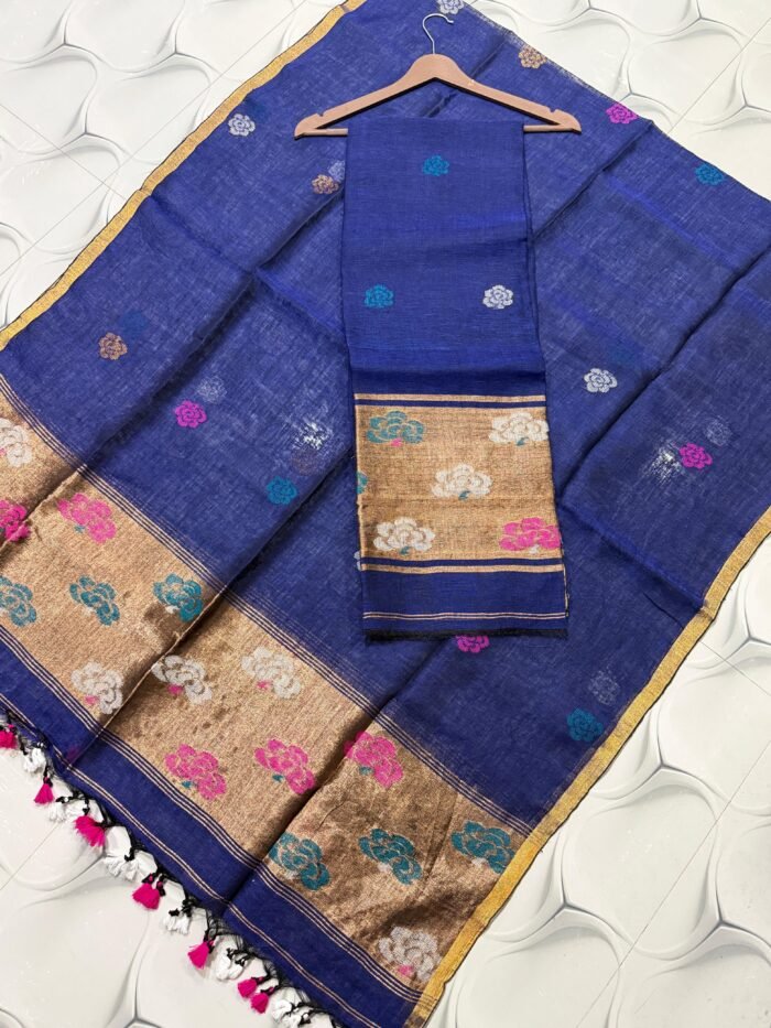 Premium Linen Unstitched Suite with Traditional Paithani-Style