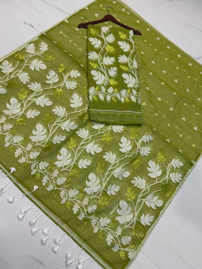 Jamdani Cotton Unstitched Suite with Traditional Geometric Motifs
