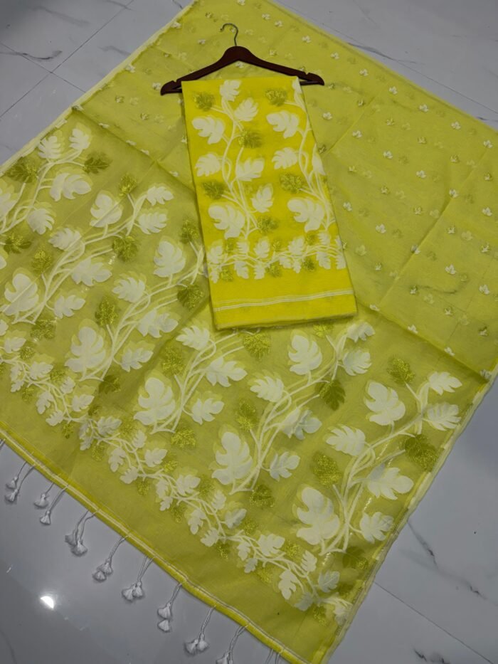 Jamdani Cotton Unstitched Suite with Traditional Geometric Motifs
