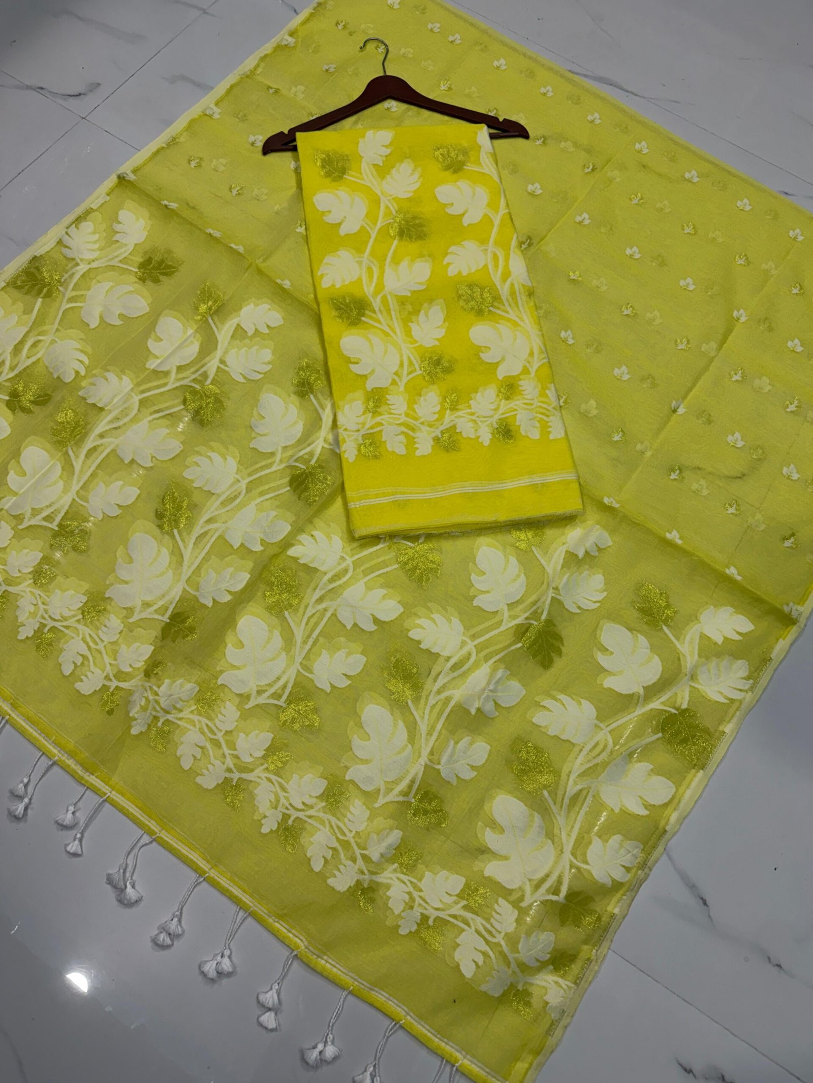 Jamdani Cotton Unstitched Suite with Traditional Geometric Motifs