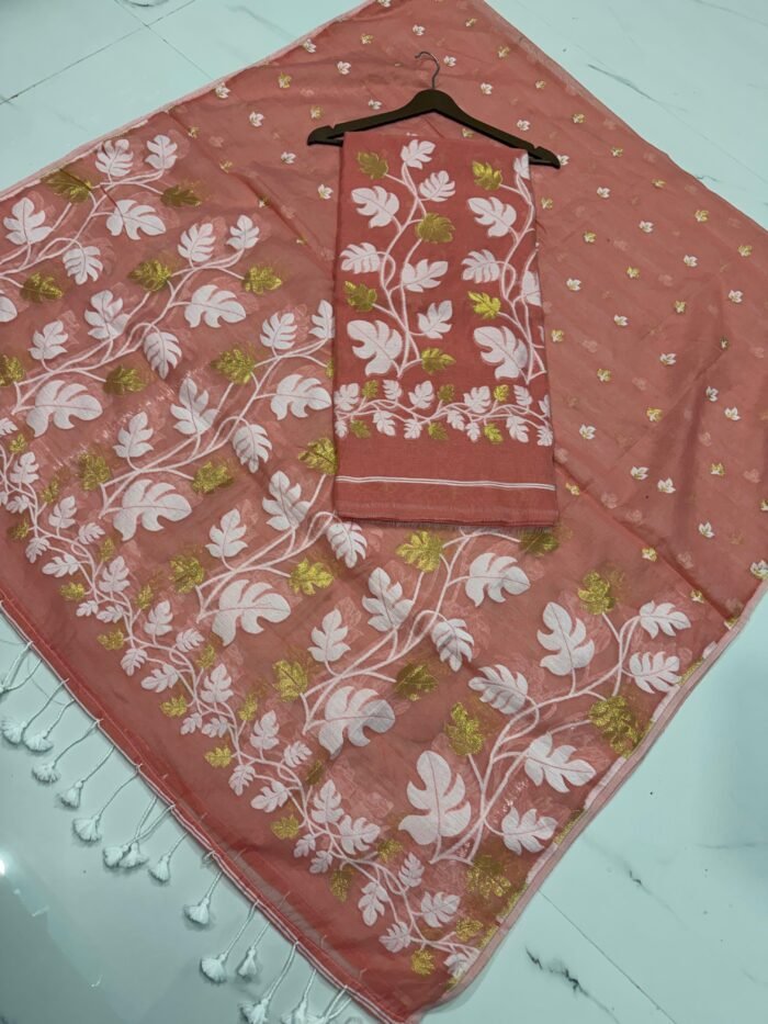 Jamdani Cotton Unstitched Suite with Traditional Geometric Motifs