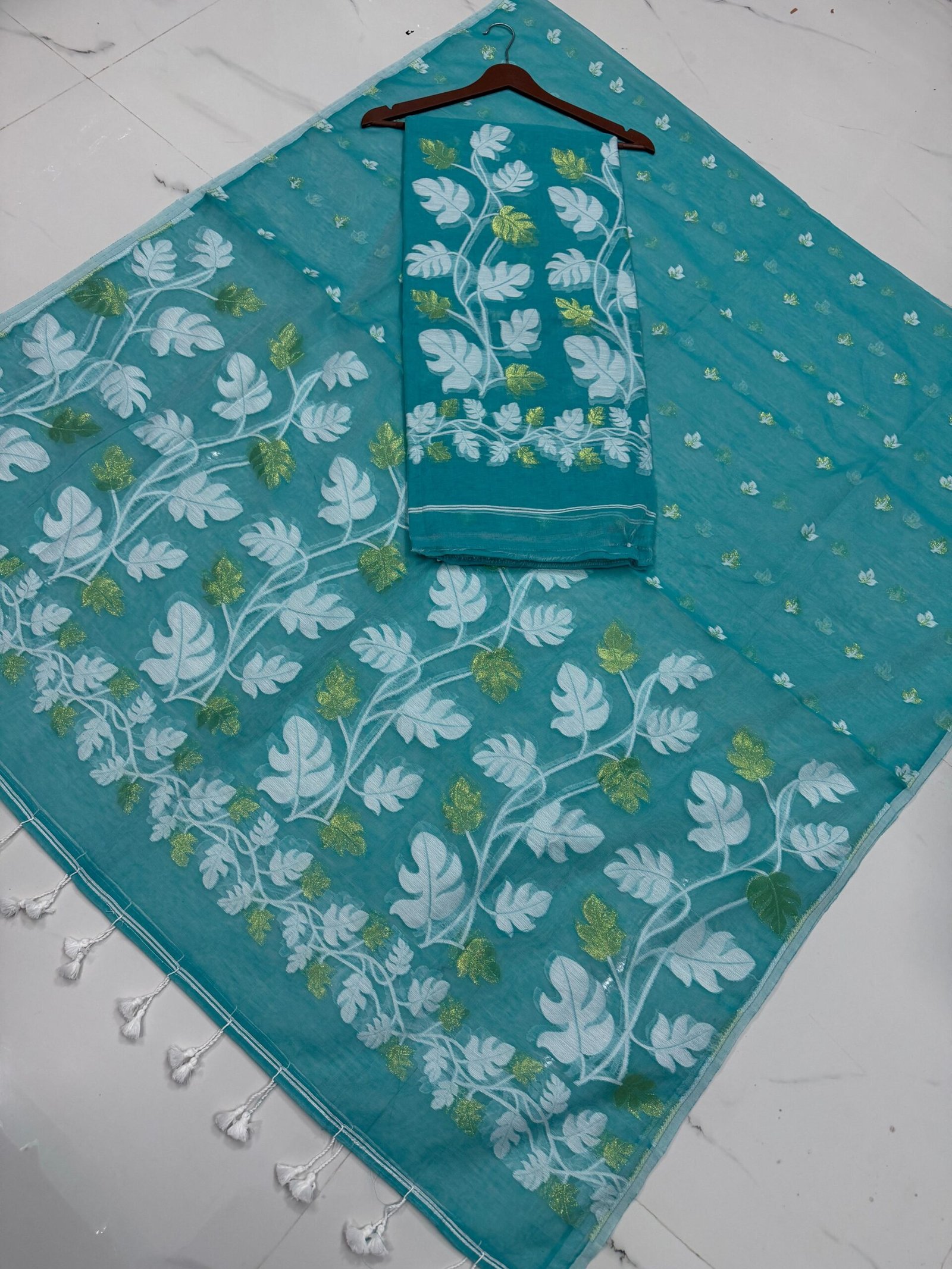 Jamdani Cotton Unstitched Suite with Traditional Geometric Motifs