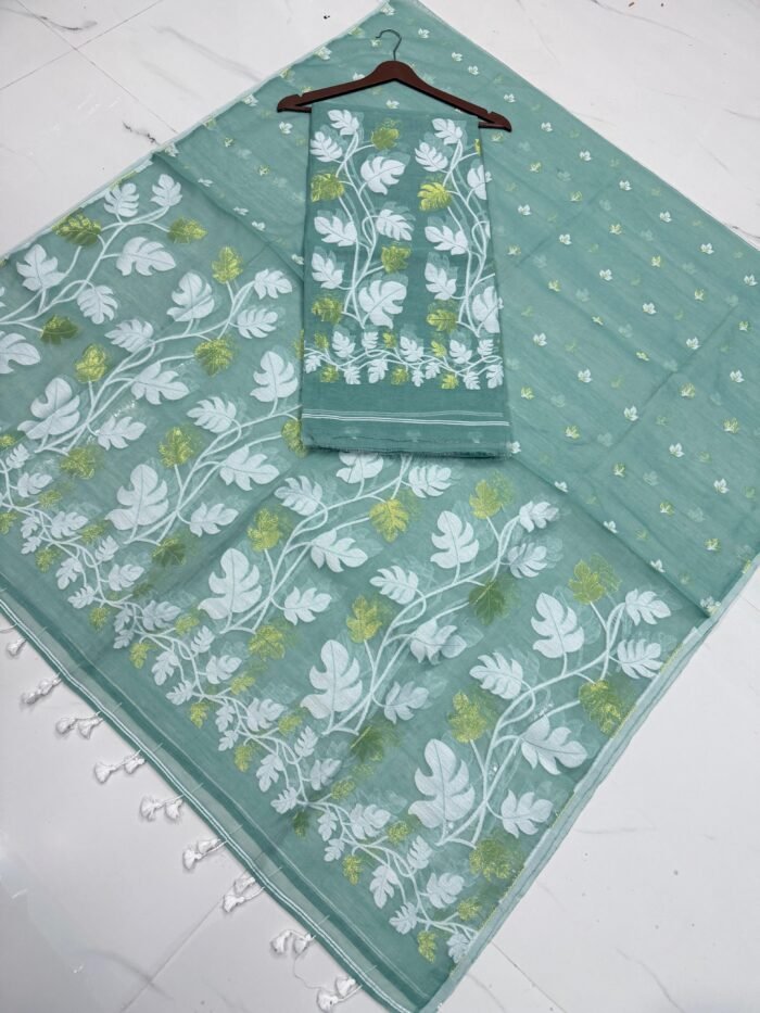 Jamdani Cotton Unstitched Suite with Traditional Geometric Motifs