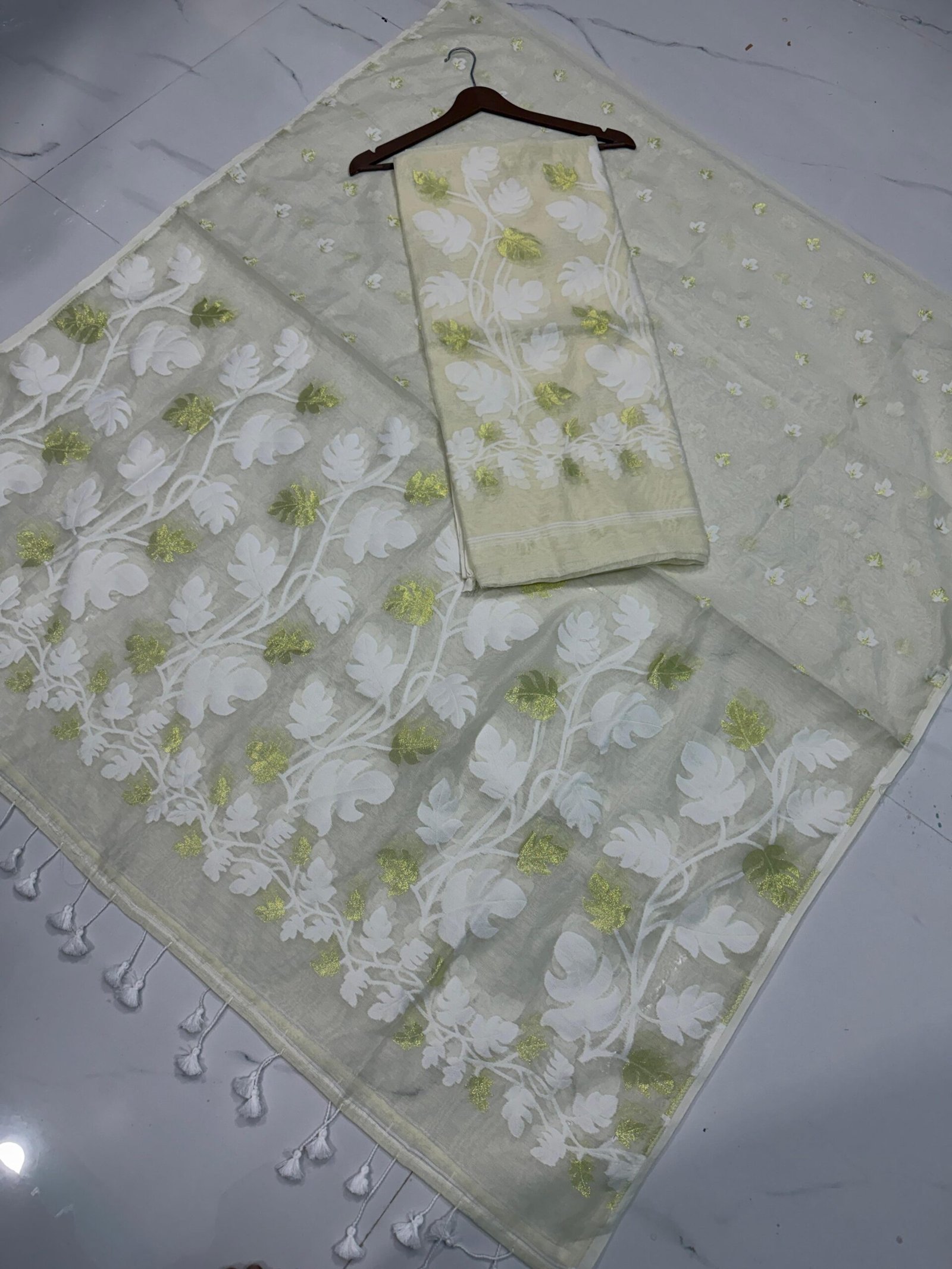 Jamdani Cotton Unstitched Suite with Traditional Geometric Motifs