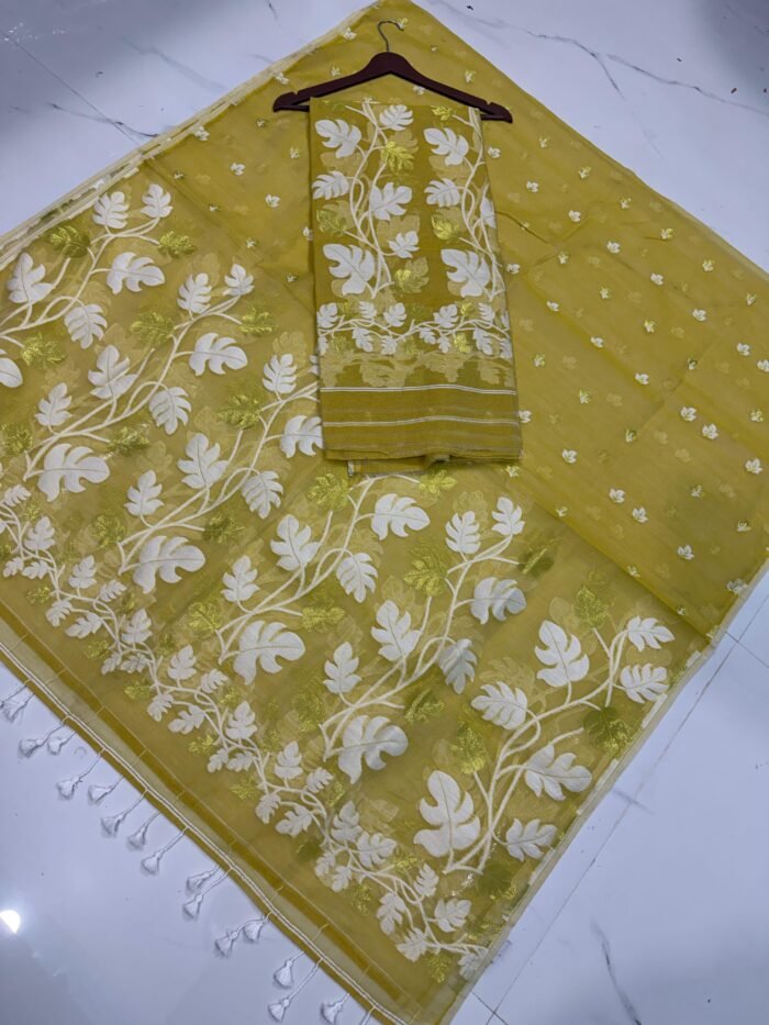 Jamdani Cotton Unstitched Suite with Traditional Geometric Motifs