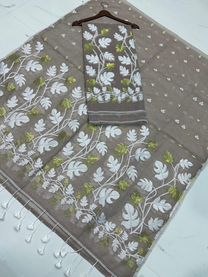 Jamdani Cotton Unstitched Suite with Traditional Geometric Motifs