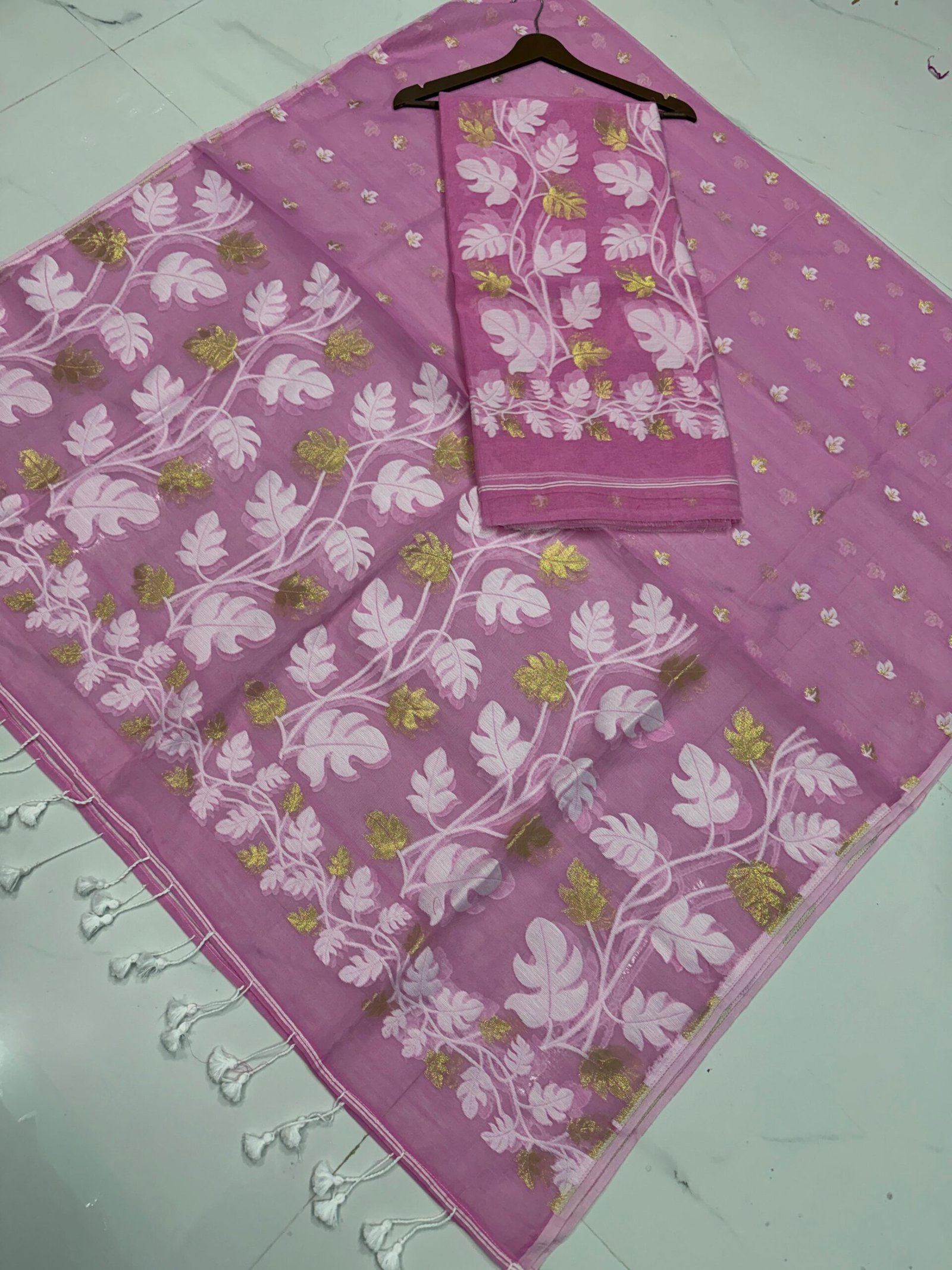 Jamdani Cotton Unstitched Suite with Traditional Geometric Motifs