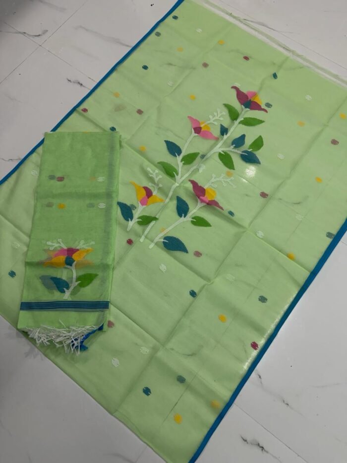 Premium Muslin Unstitched Suite with Multi-Colored Floral Vine Jamdani