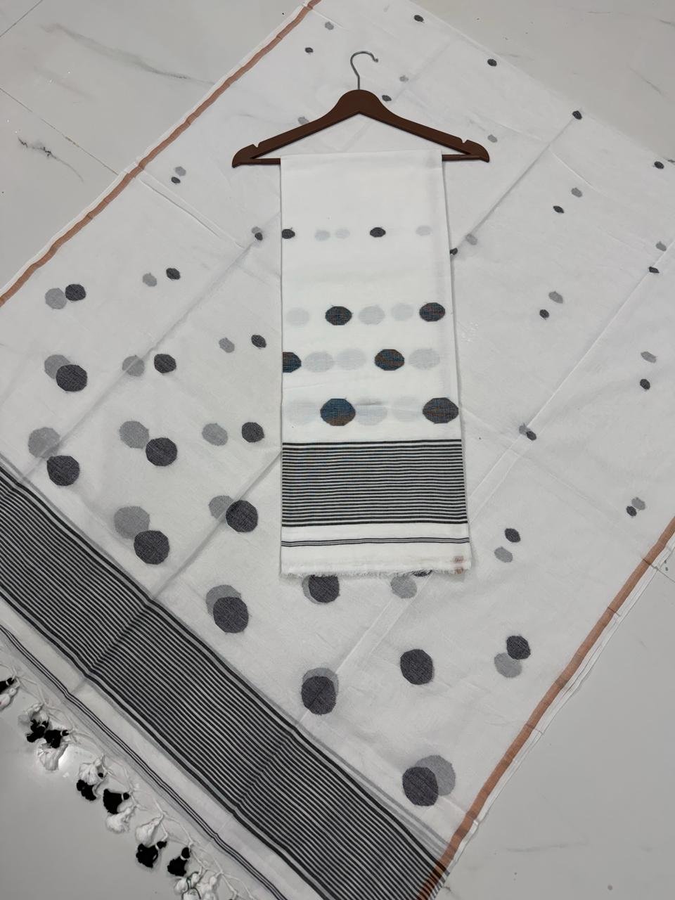 Premium Cotton Unstitched Suite with Handwoven Floral Vase Motifs