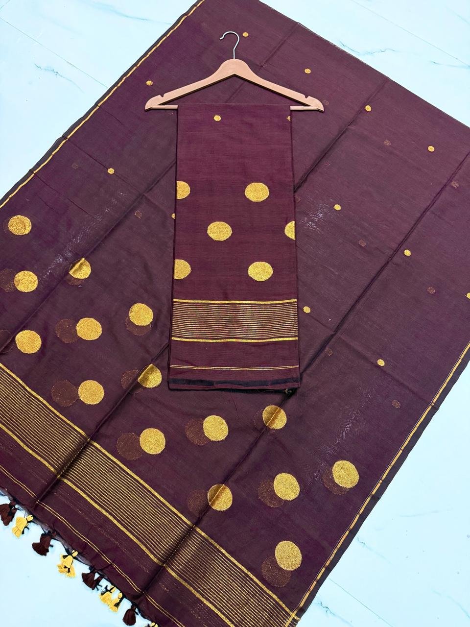 Premium Cotton Unstitched Suite with Handwoven Floral Vase Motifs