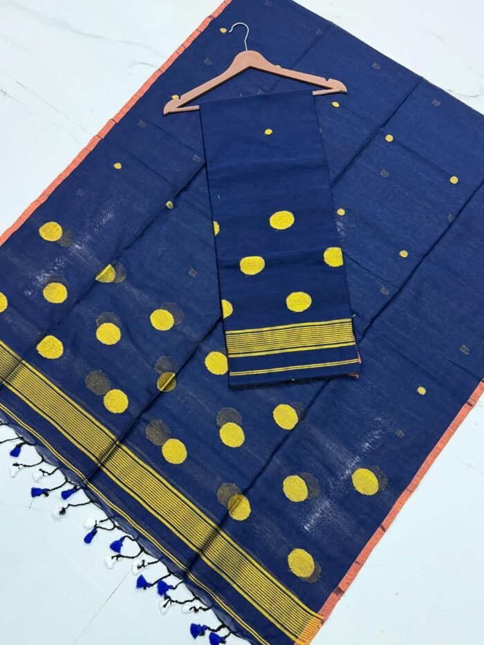Premium Cotton Unstitched Suite with Handwoven Floral Vase Motifs