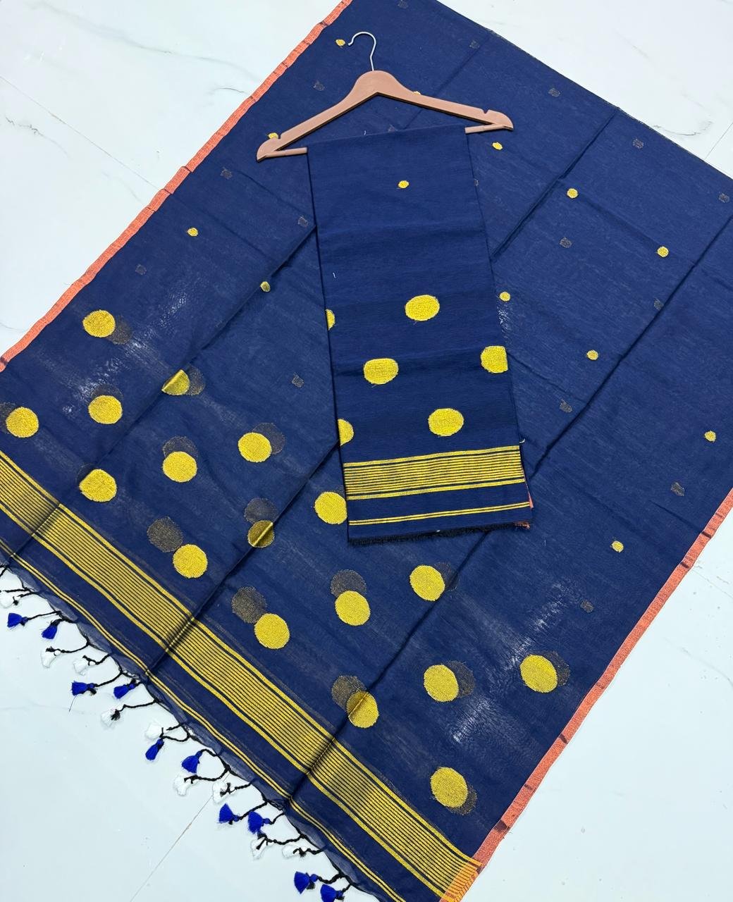 Premium Cotton Unstitched Suite with Handwoven Floral Vase Motifs