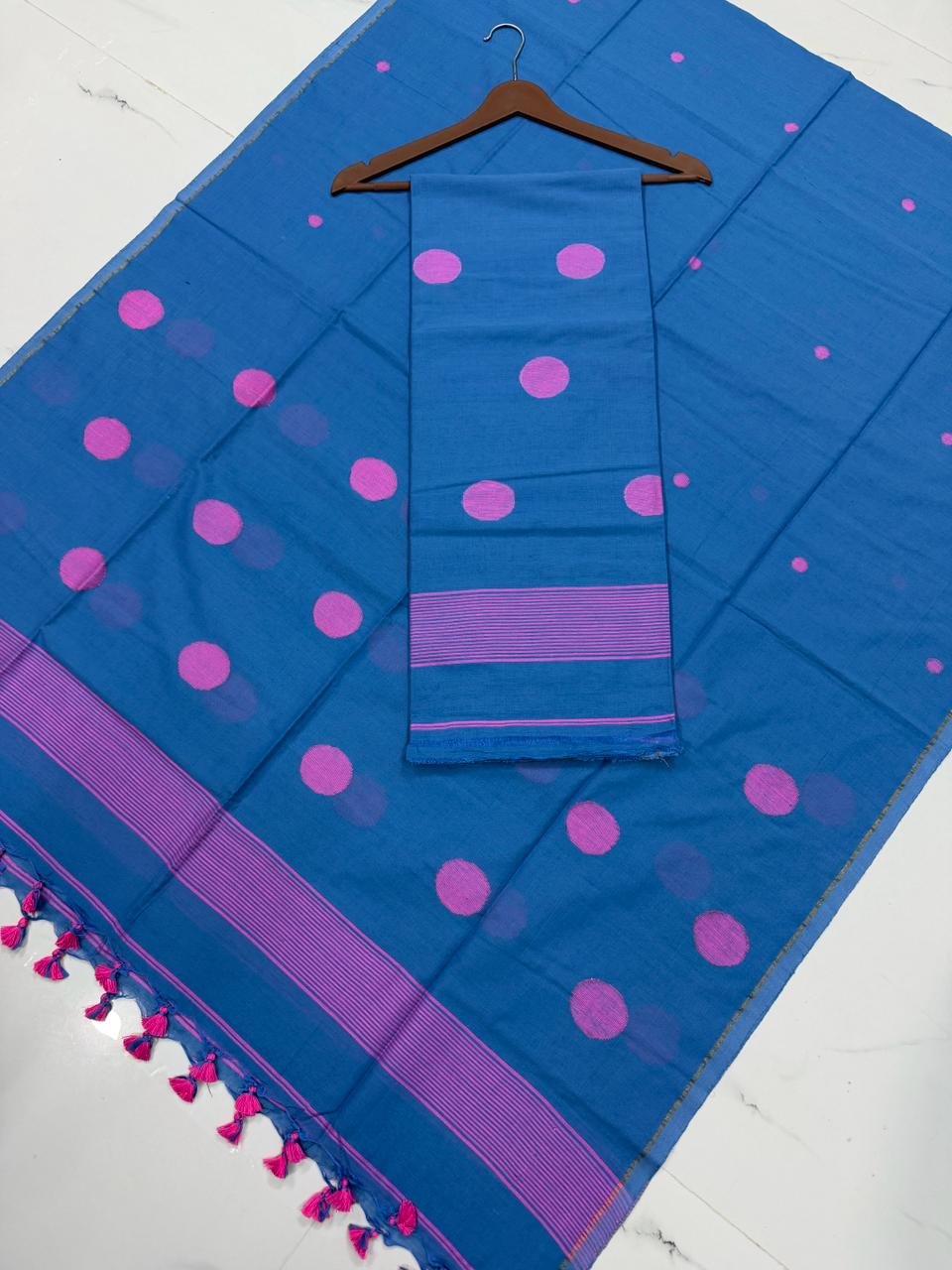 Premium Cotton Unstitched Suite with Handwoven Floral Vase Motifs