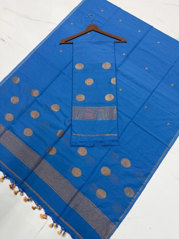 Premium Cotton Unstitched Suite with Handwoven Floral Vase Motifs