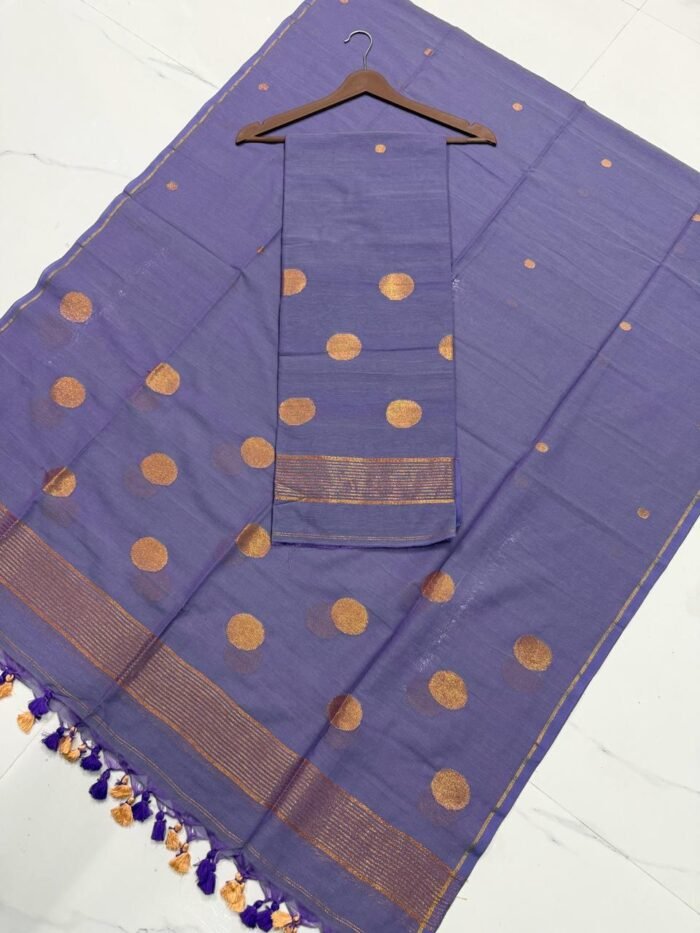 Premium Cotton Unstitched Suite with Handwoven Floral Vase Motifs