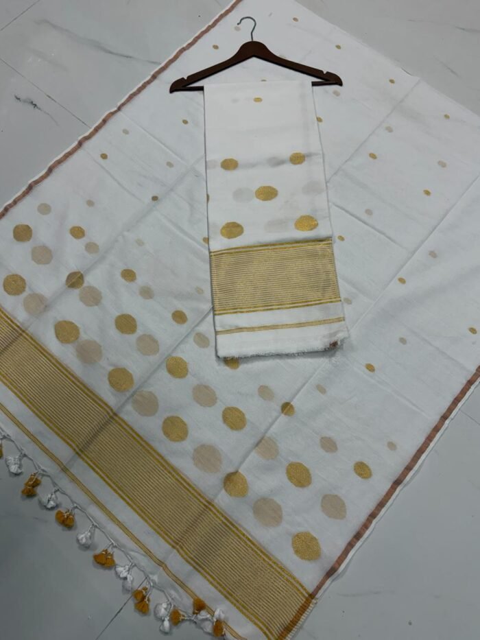 Premium Cotton Unstitched Suite with Handwoven Floral Vase Motifs