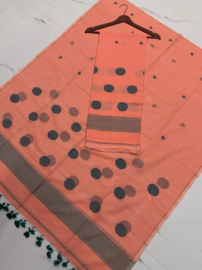 Premium Cotton Unstitched Suite with Handwoven Floral Vase Motifs