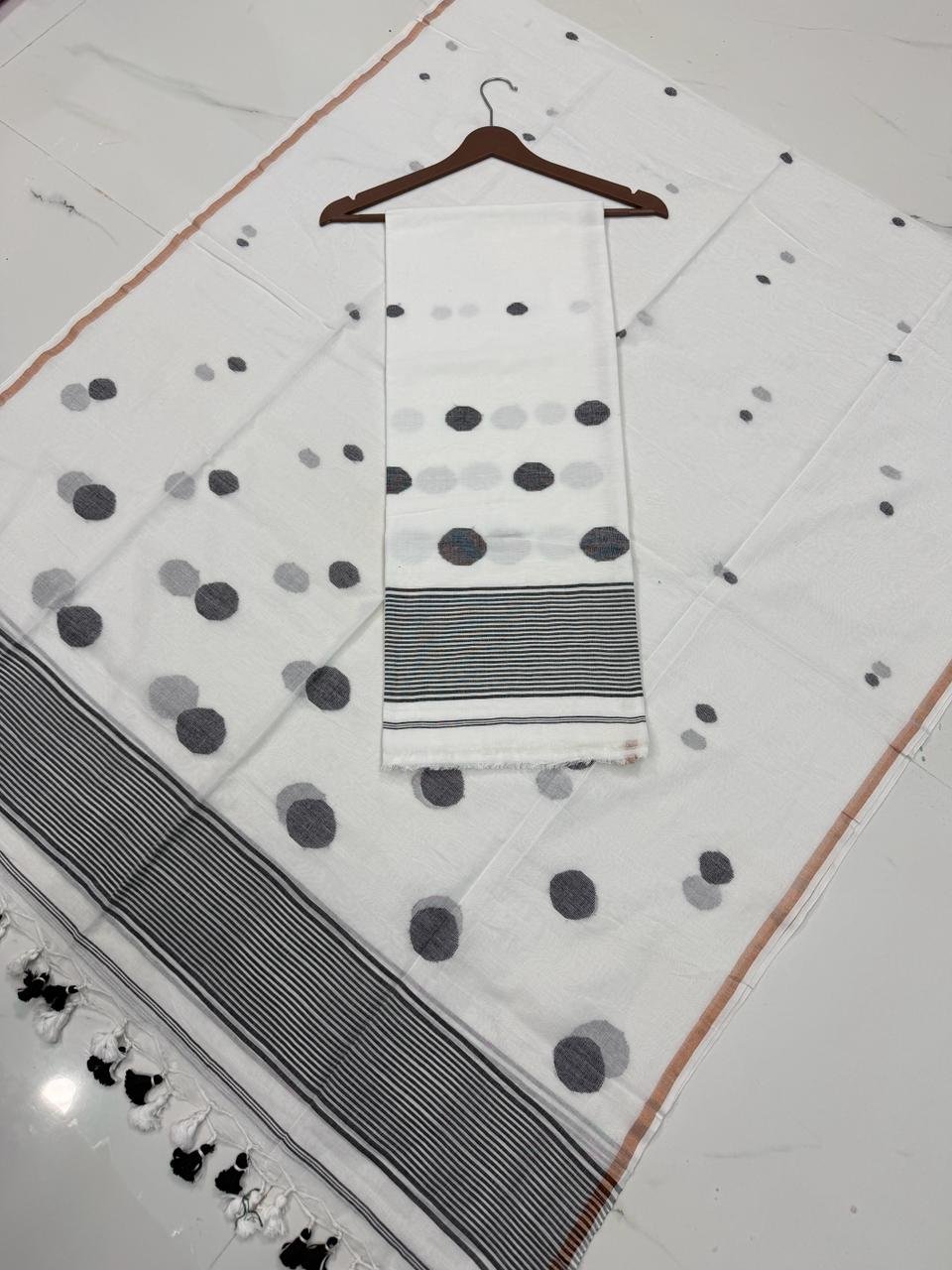 Premium Cotton Unstitched Suite with Handwoven Floral Vase Motifs