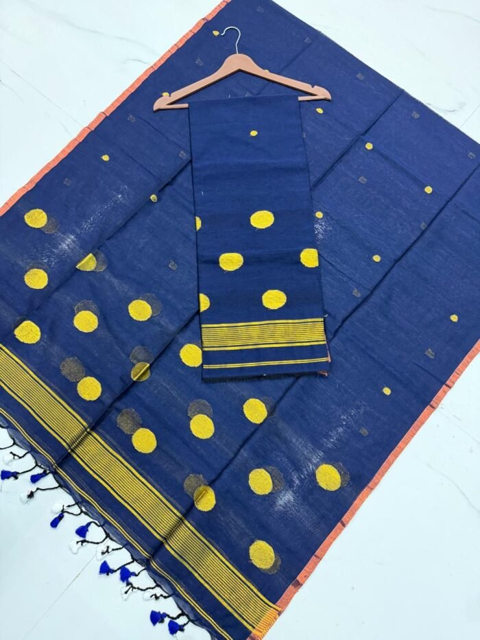 Premium Cotton Unstitched Suite with Handwoven Floral Vase Motifs