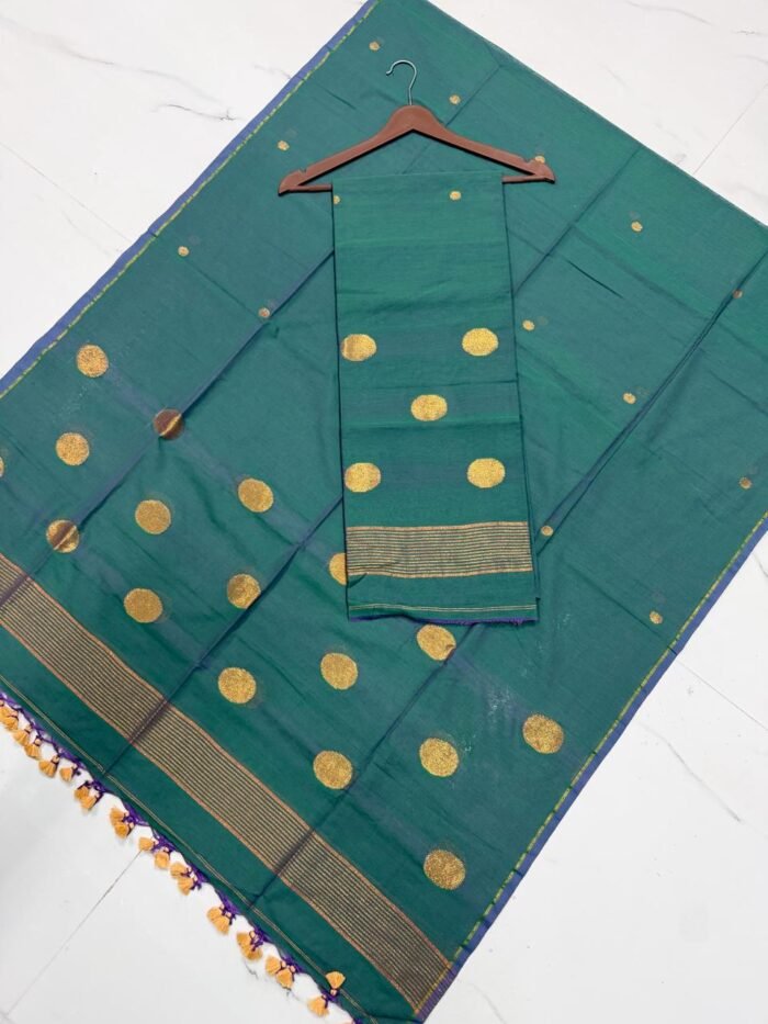 Premium Cotton Unstitched Suite with Handwoven Floral Vase Motifs