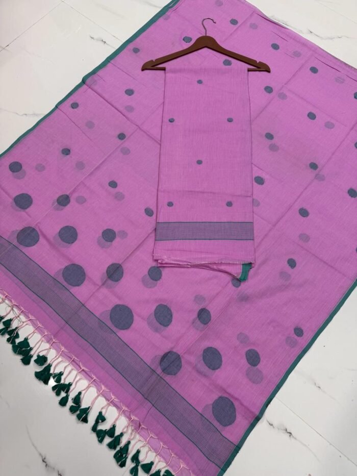 Premium Cotton Unstitched Suite with Handwoven Floral Vase Motifs