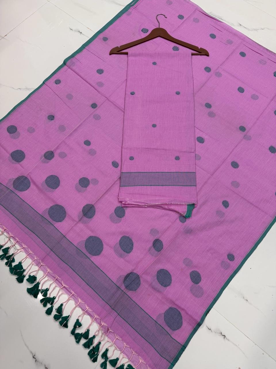 Premium Cotton Unstitched Suite with Handwoven Floral Vase Motifs