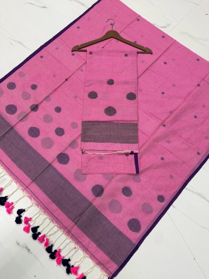 Premium Cotton Unstitched Suite with Handwoven Floral Vase Motifs