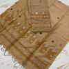 Elegant Pure Silk Linen Top & Dupatta Set with Zari Border