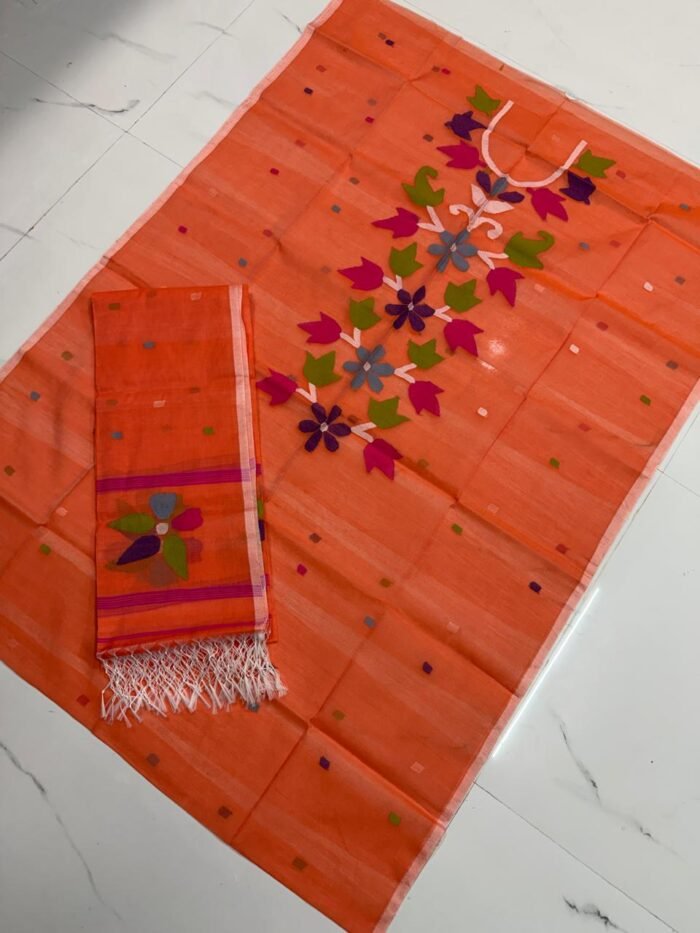 Premium Muslin Top & Dupatta Set with Jamdani Floral Vine Motifs