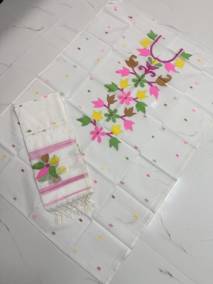Premium Muslin Top & Dupatta Set with Jamdani Floral Vine Motifs