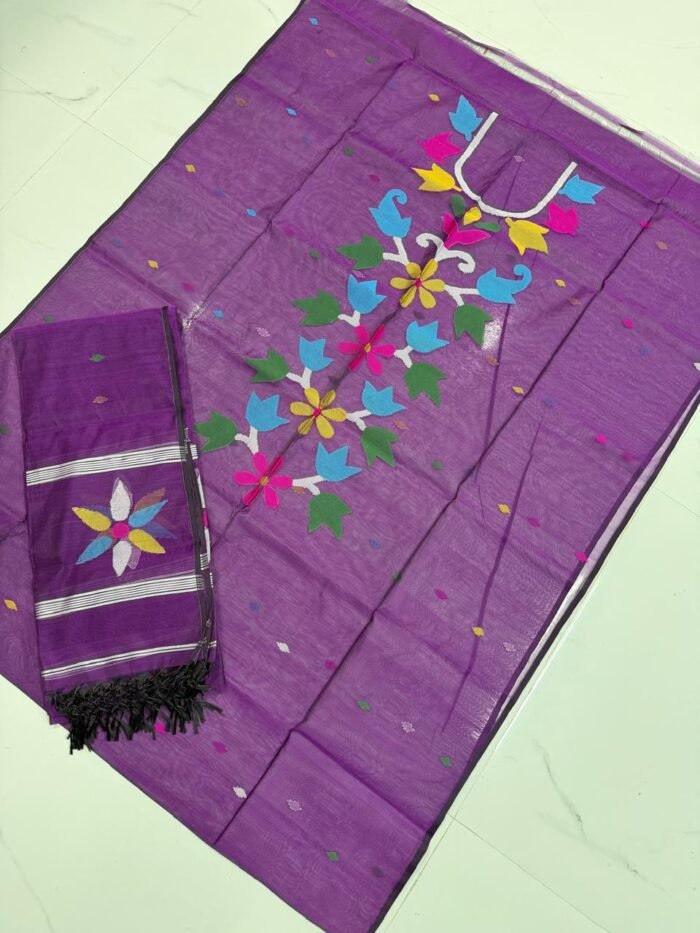 Premium Muslin Top & Dupatta Set with Jamdani Floral Vine Motifs