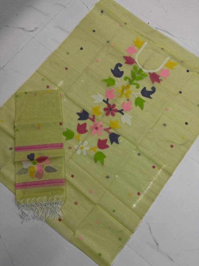 Premium Muslin Top & Dupatta Set with Jamdani Floral Vine Motifs