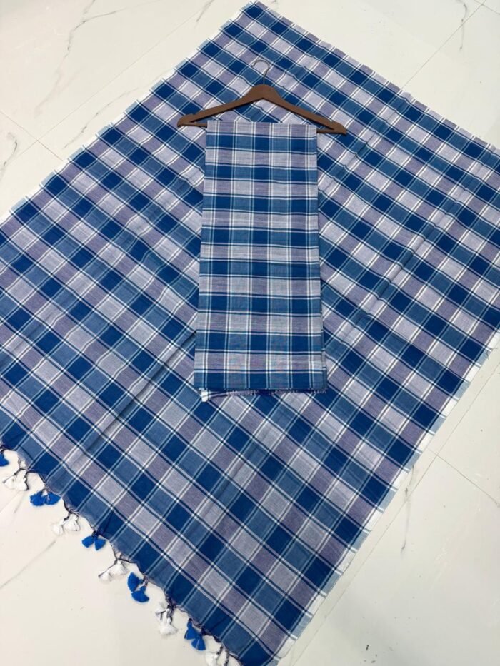 Pure Cotton Unstitched Suite with Classic Tartan Checked Pattern