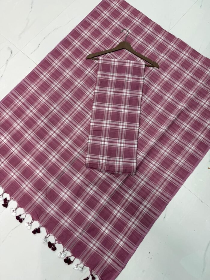 Pure Cotton Unstitched Suite with Classic Tartan Checked Pattern