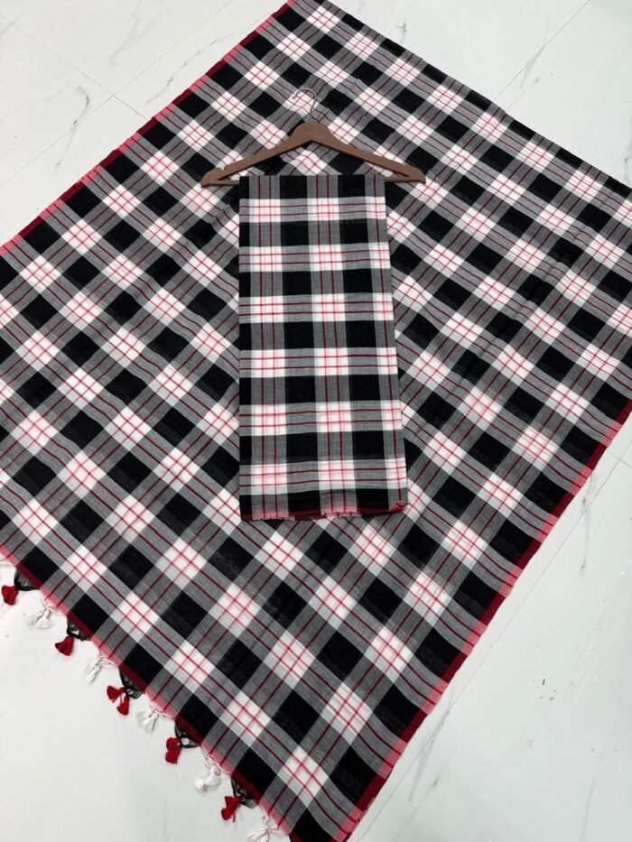 Pure Cotton Unstitched Suite with Classic Tartan Checked Pattern