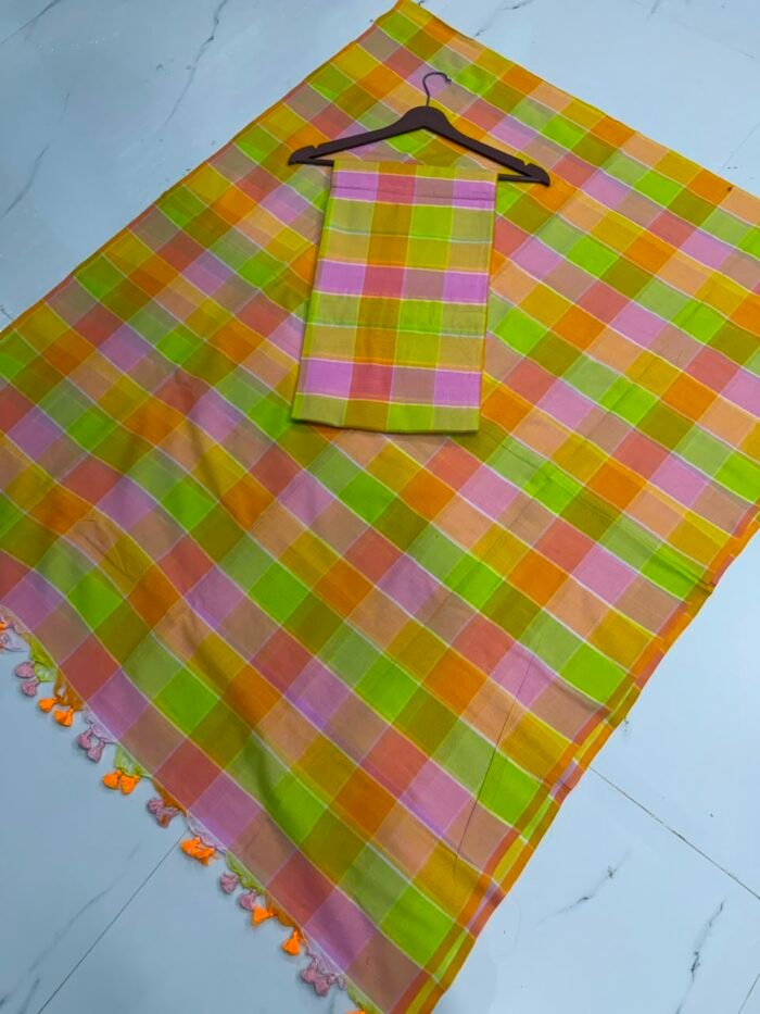 Pure Cotton Unstitched Suite with Classic Tartan Checked Pattern