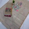 Pure Muslin Paithani Top & Dupatta Set with Woven Floral Vine and Peacock Motifs