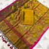 100% Pure Jayashree Tissue Linen Top & Dupatta Set with Allover Botanical Jaal Weave
